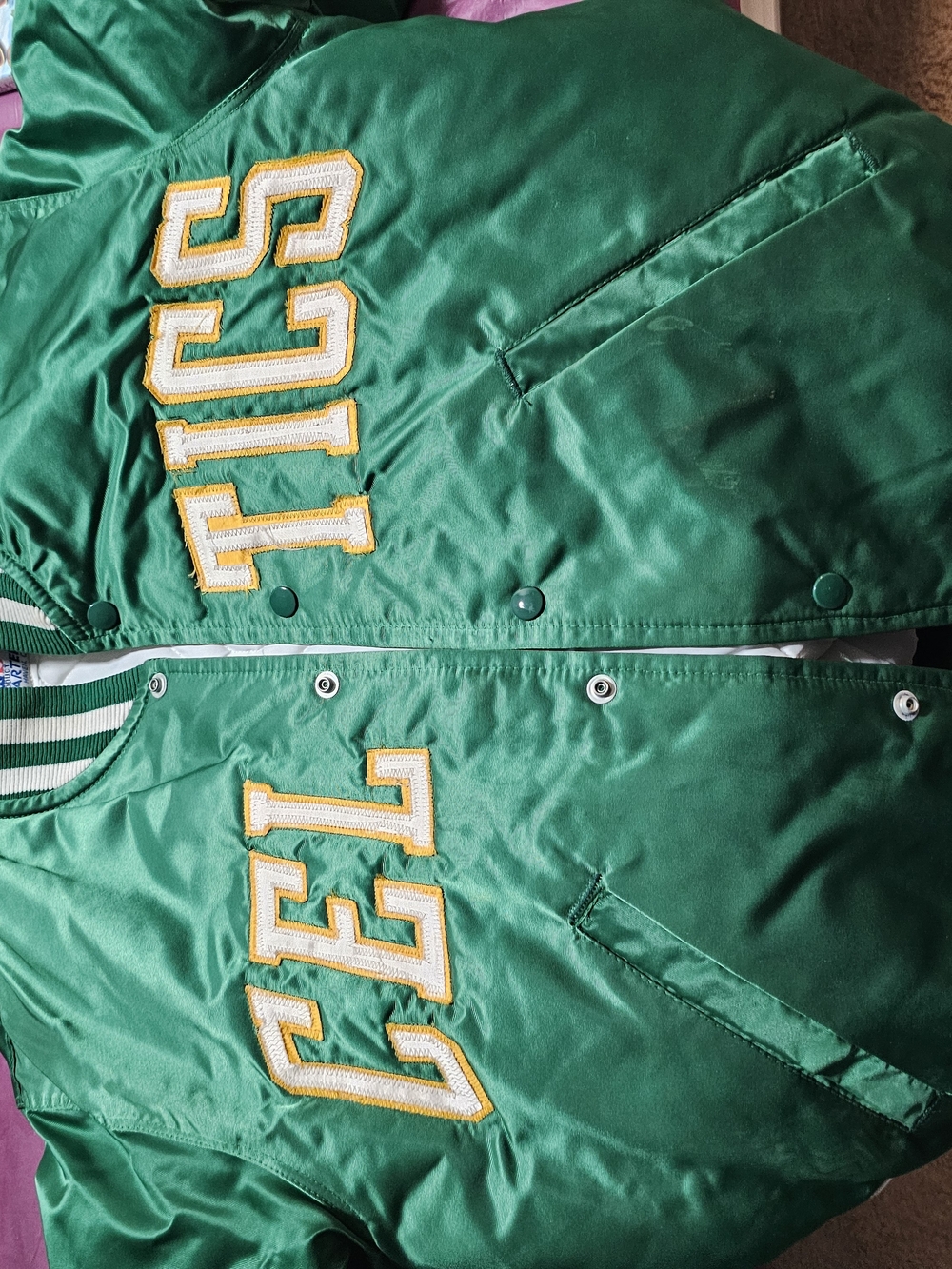 Vintage 80s Boston Celtics Starter Satin Jacket Medium NBA Green Bomber Made US